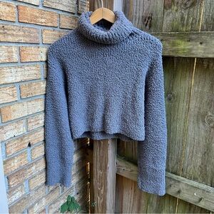 Aerie Charcoal Turtleneck Cropped Sweater